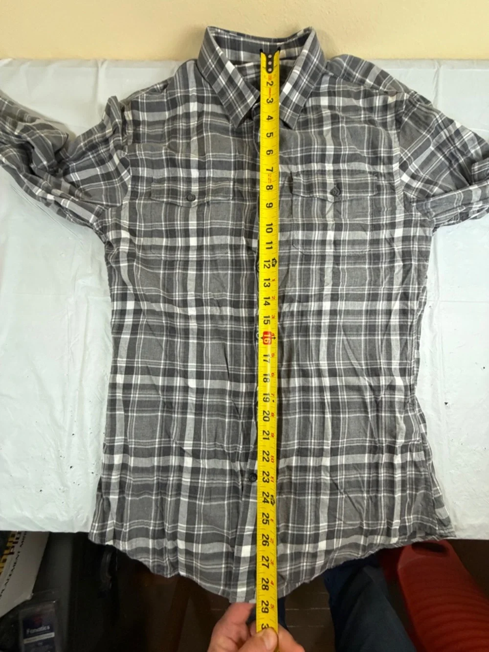 Banana Republic Gray‎ and White Plaid Casual Button-Down Shirt